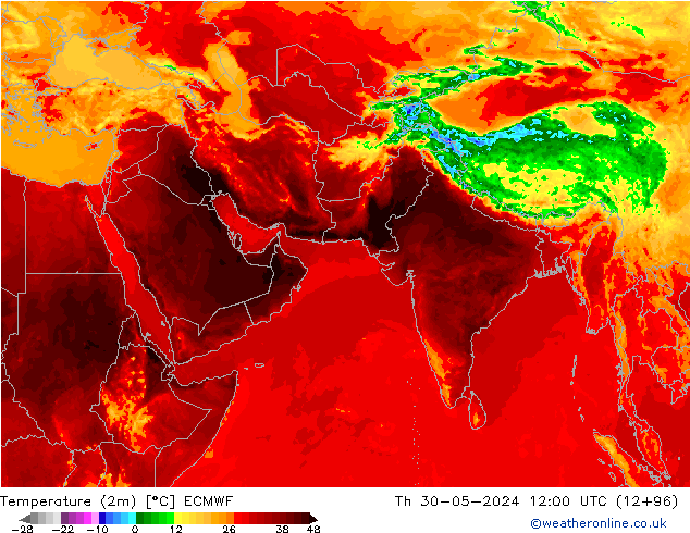 Temperature (2m) ECMWF Th 30.05.2024 12 UTC