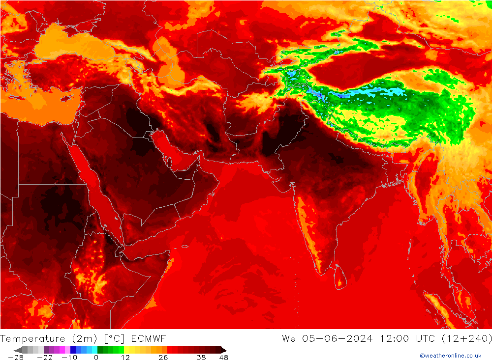 温度图 ECMWF 星期三 05.06.2024 12 UTC