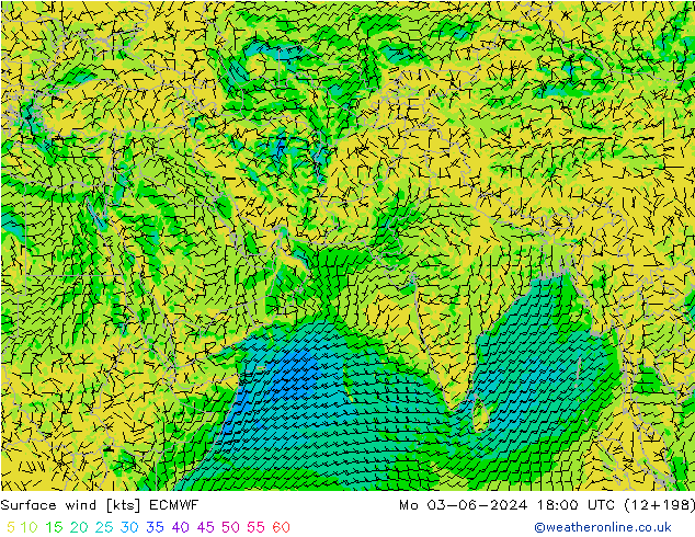 Surface wind ECMWF Mo 03.06.2024 18 UTC