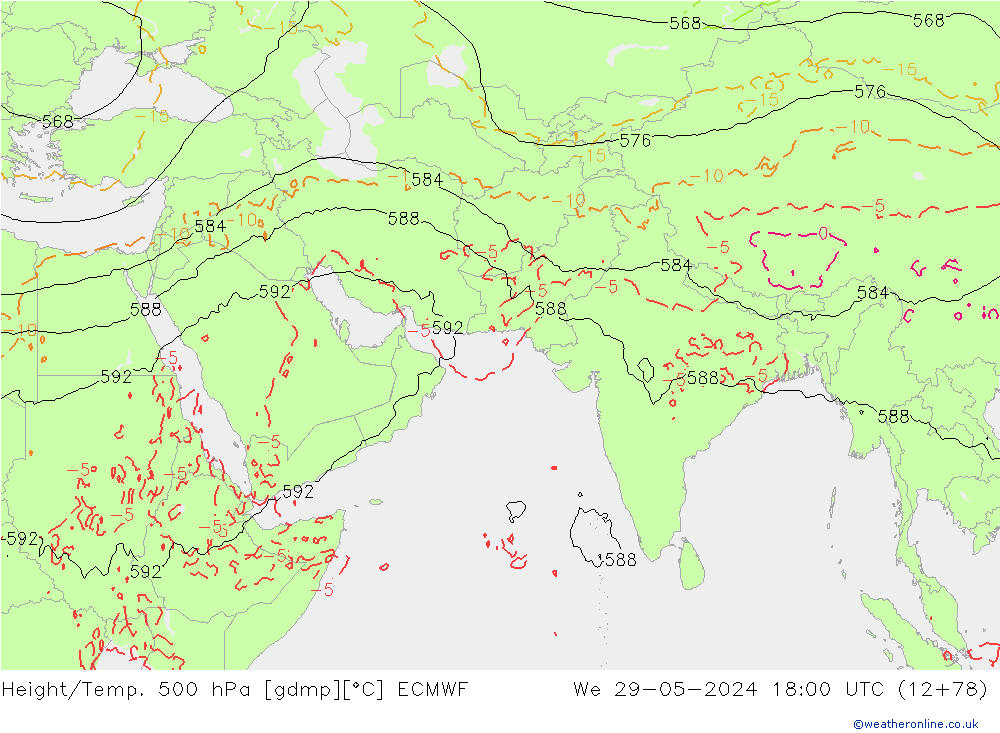 Z500/Rain (+SLP)/Z850 ECMWF Mi 29.05.2024 18 UTC