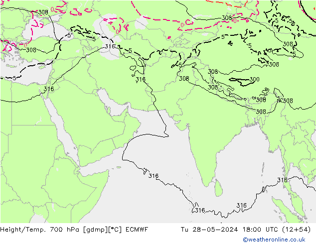 Height/Temp. 700 hPa ECMWF  28.05.2024 18 UTC