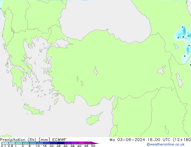 Precipitation (6h) ECMWF Mo 03.06.2024 00 UTC