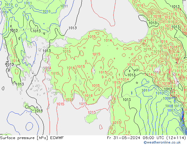 Surface pressure ECMWF Fr 31.05.2024 06 UTC