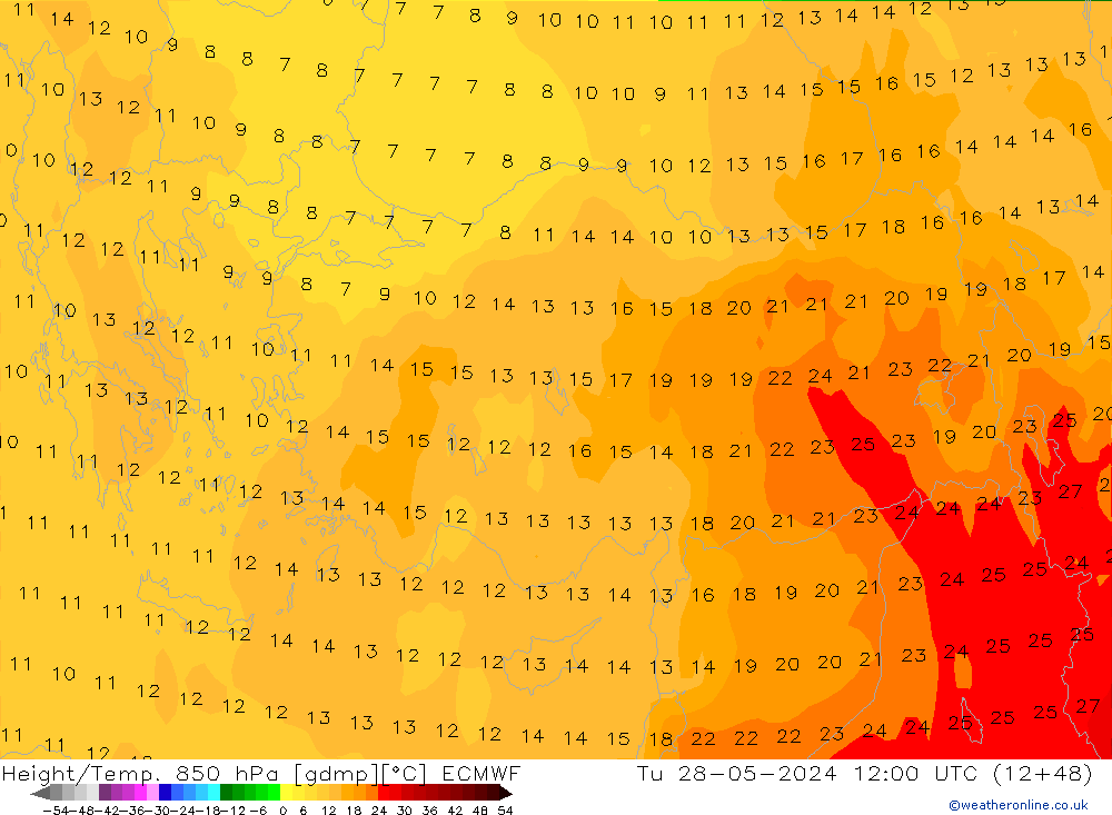 Z500/Rain (+SLP)/Z850 ECMWF mar 28.05.2024 12 UTC