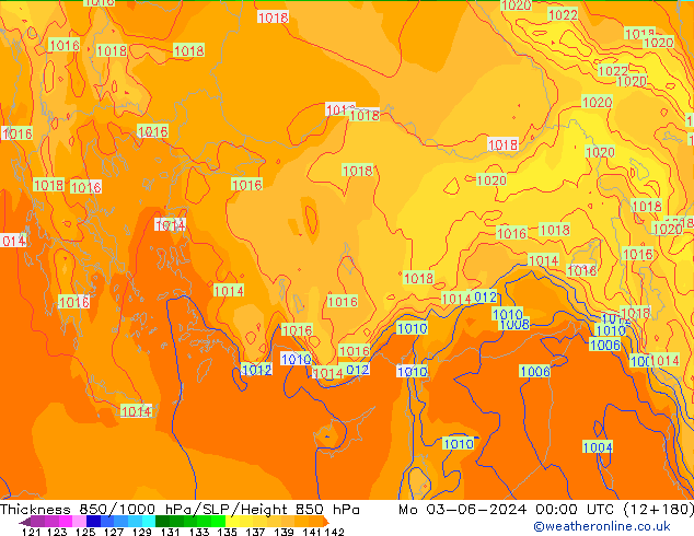 Thck 850-1000 hPa ECMWF Po 03.06.2024 00 UTC