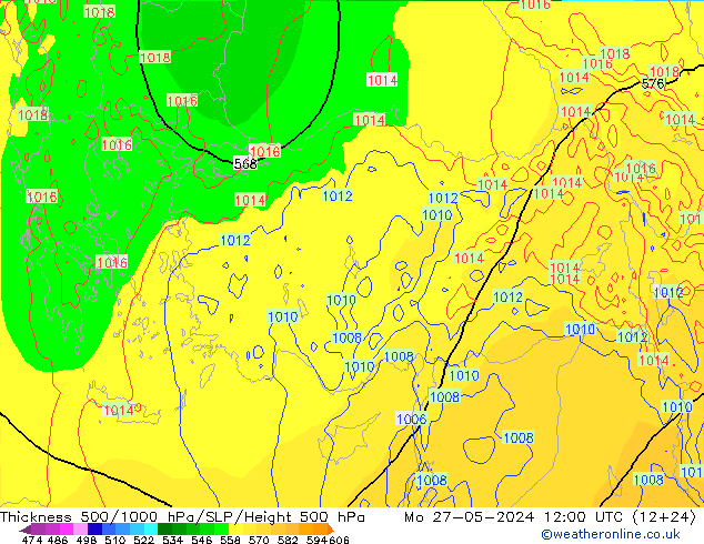 500-1000 hPa Kalınlığı ECMWF Pzt 27.05.2024 12 UTC