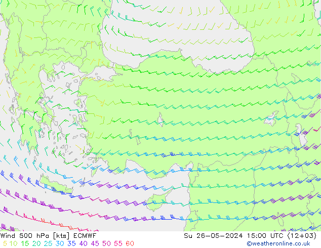 Viento 500 hPa ECMWF dom 26.05.2024 15 UTC