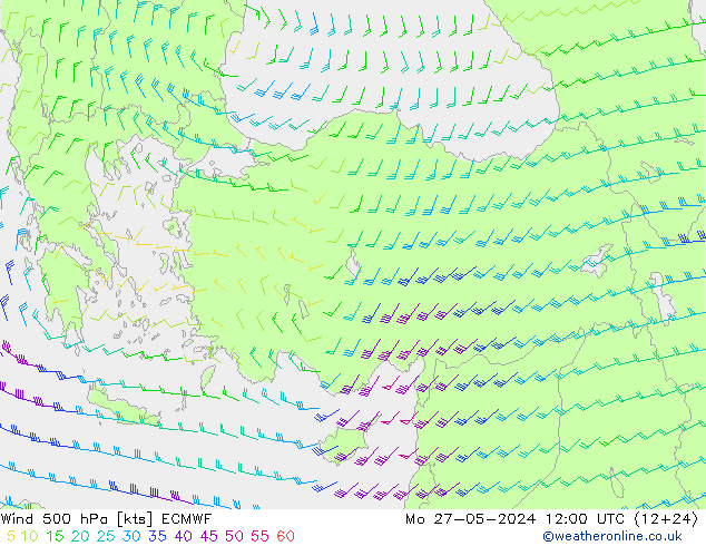 Wind 500 hPa ECMWF Mo 27.05.2024 12 UTC