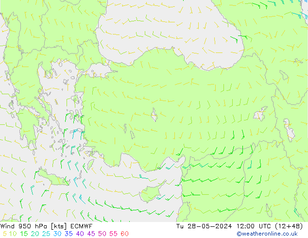wiatr 950 hPa ECMWF wto. 28.05.2024 12 UTC