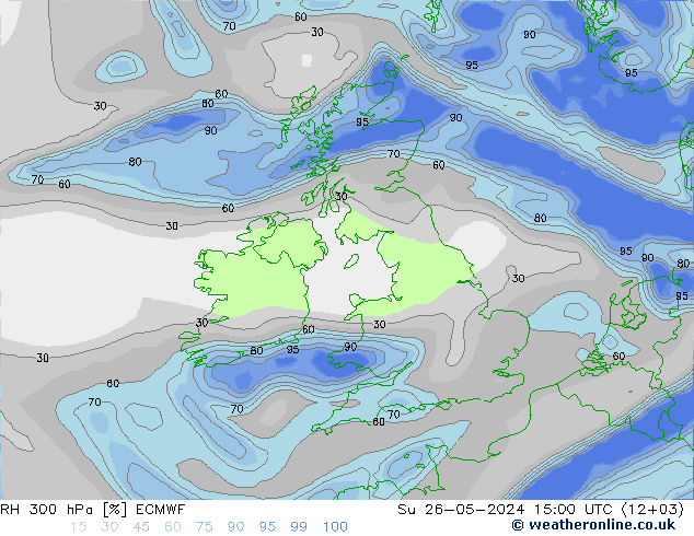 RH 300 hPa ECMWF Su 26.05.2024 15 UTC