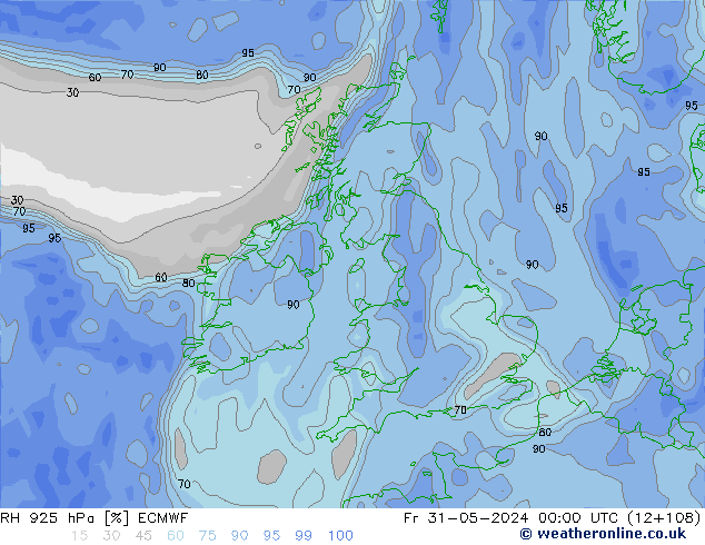 RH 925 hPa ECMWF Sex 31.05.2024 00 UTC