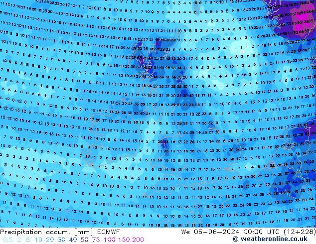 Precipitation accum. ECMWF We 05.06.2024 00 UTC