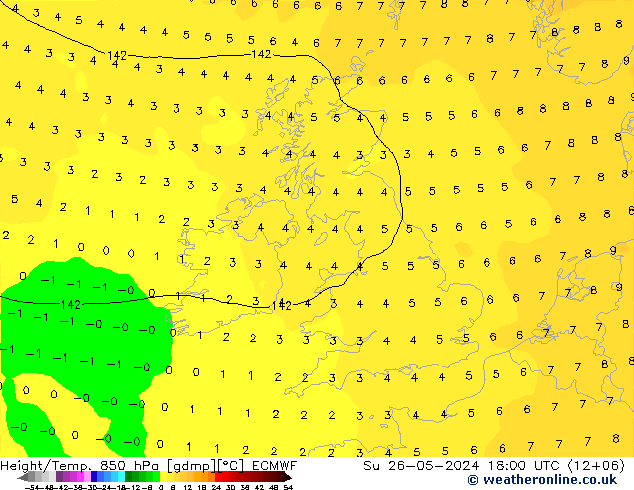 Z500/Rain (+SLP)/Z850 ECMWF Su 26.05.2024 18 UTC