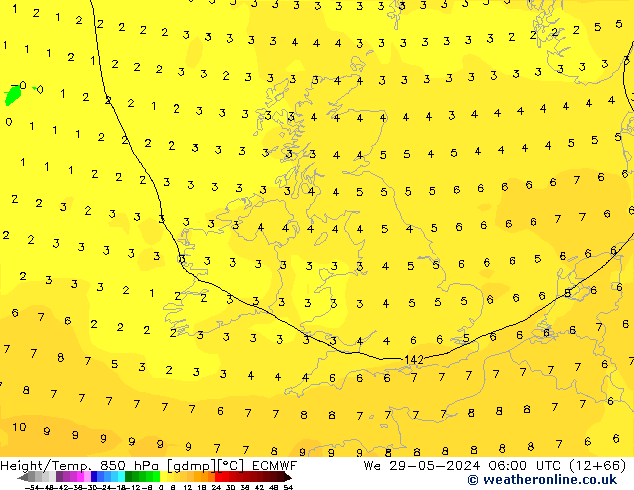 Z500/Rain (+SLP)/Z850 ECMWF We 29.05.2024 06 UTC