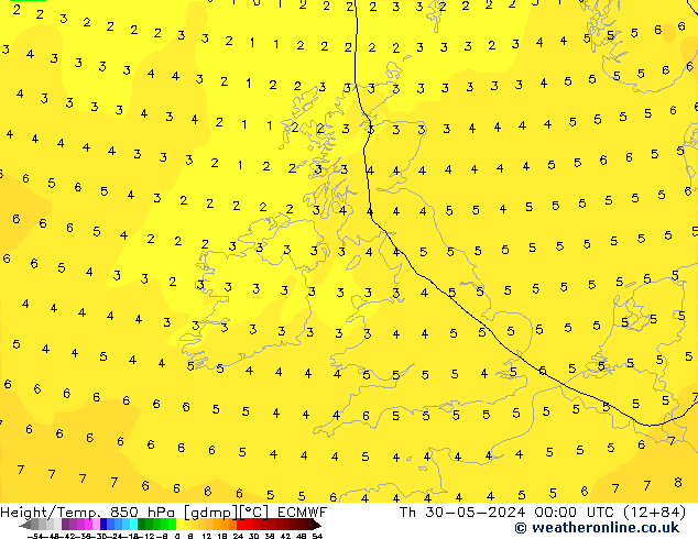 Hoogte/Temp. 850 hPa ECMWF do 30.05.2024 00 UTC