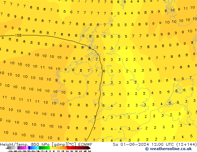 Z500/Rain (+SLP)/Z850 ECMWF сб 01.06.2024 12 UTC