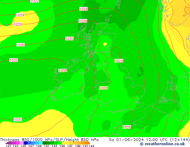 Thck 850-1000 hPa ECMWF sab 01.06.2024 12 UTC