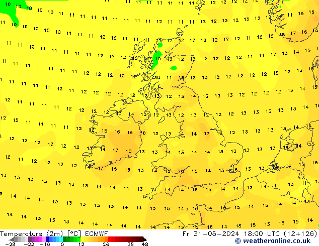 Temperaturkarte (2m) ECMWF Fr 31.05.2024 18 UTC