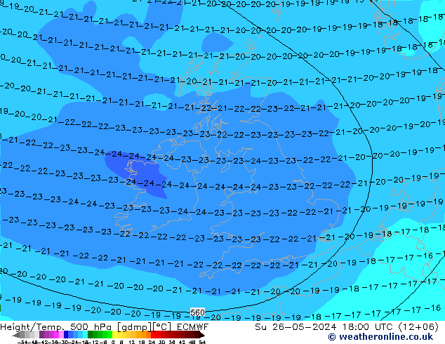 Z500/Rain (+SLP)/Z850 ECMWF Su 26.05.2024 18 UTC