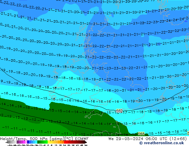 Z500/Rain (+SLP)/Z850 ECMWF We 29.05.2024 06 UTC