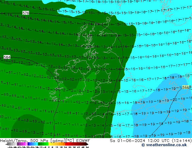 Z500/Rain (+SLP)/Z850 ECMWF сб 01.06.2024 12 UTC