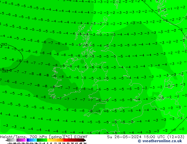 Height/Temp. 700 hPa ECMWF  26.05.2024 15 UTC