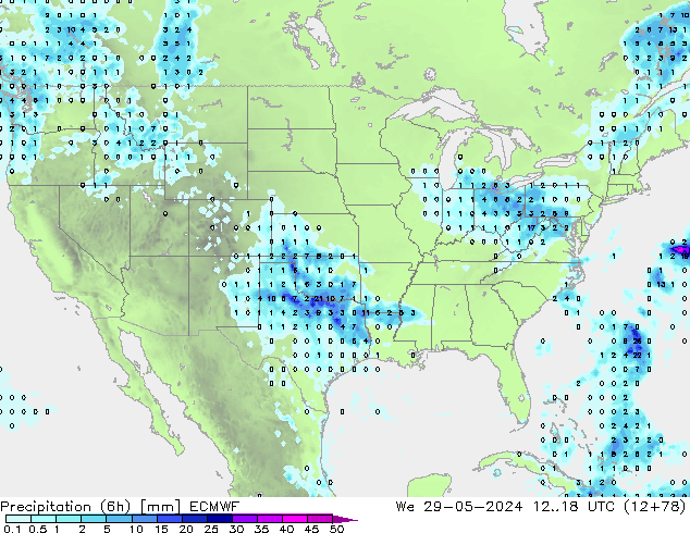 Yağış (6h) ECMWF Çar 29.05.2024 18 UTC