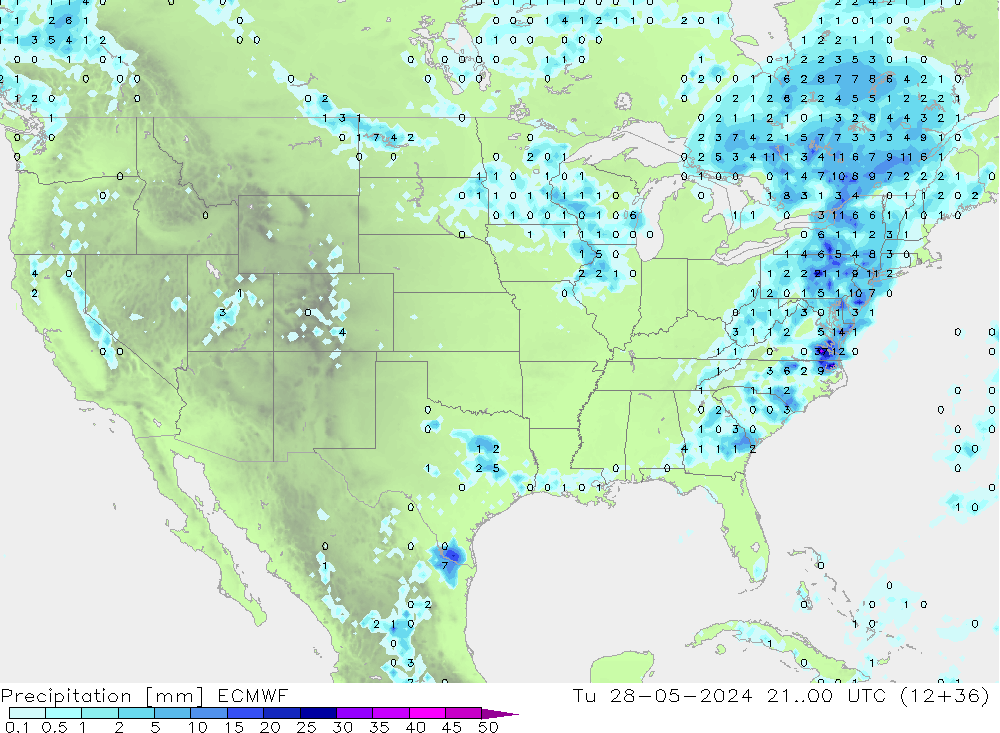 Neerslag ECMWF di 28.05.2024 00 UTC