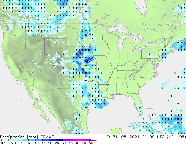 Precipitation ECMWF Fr 31.05.2024 00 UTC