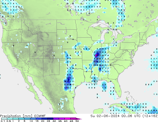 Precipitation ECMWF Su 02.06.2024 06 UTC