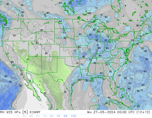 RH 925 hPa ECMWF Seg 27.05.2024 00 UTC