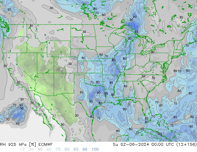 RH 925 hPa ECMWF Su 02.06.2024 00 UTC