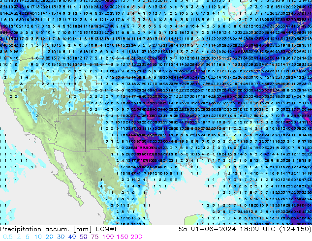 Precipitation accum. ECMWF so. 01.06.2024 18 UTC