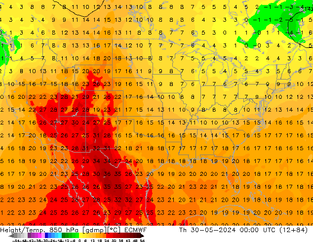 Z500/Rain (+SLP)/Z850 ECMWF Qui 30.05.2024 00 UTC