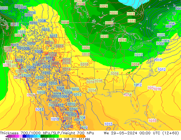 Schichtdicke 700-1000 hPa ECMWF Mi 29.05.2024 00 UTC