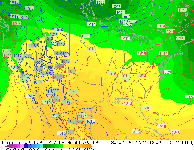 Thck 700-1000 hPa ECMWF dim 02.06.2024 12 UTC