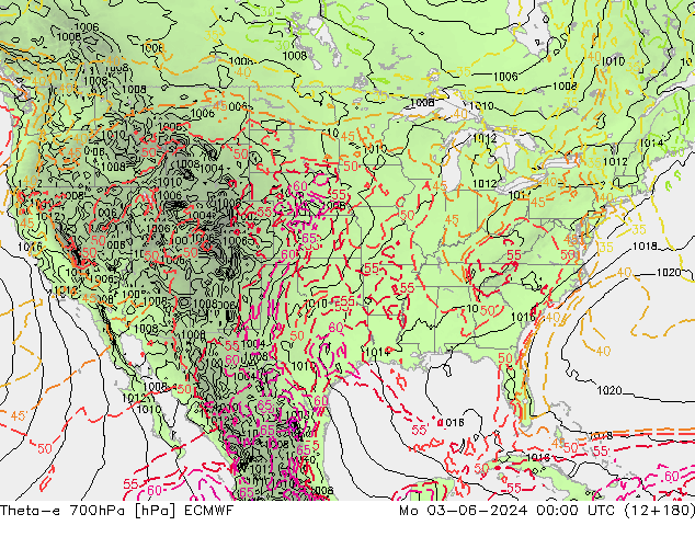 Theta-e 700hPa ECMWF ma 03.06.2024 00 UTC