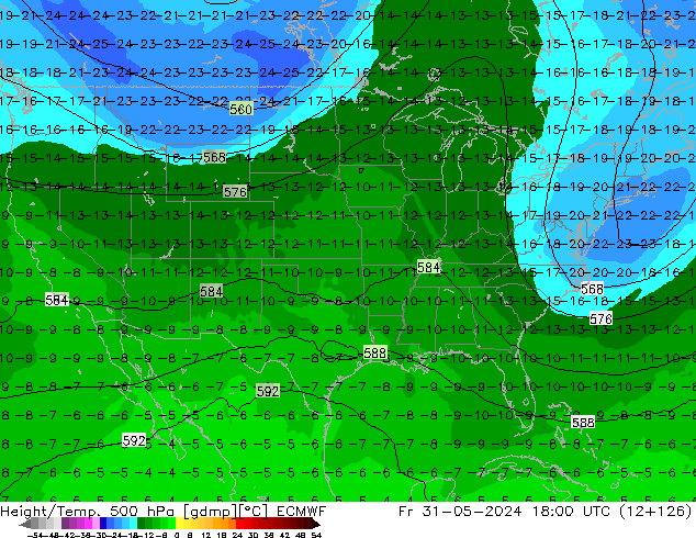 Z500/Rain (+SLP)/Z850 ECMWF Pá 31.05.2024 18 UTC