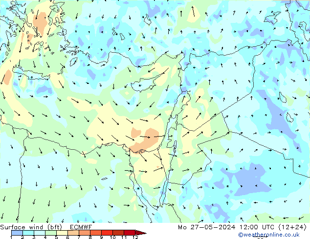 Surface wind (bft) ECMWF Mo 27.05.2024 12 UTC