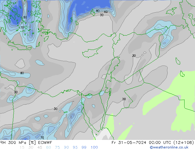 RH 300 hPa ECMWF Fr 31.05.2024 00 UTC