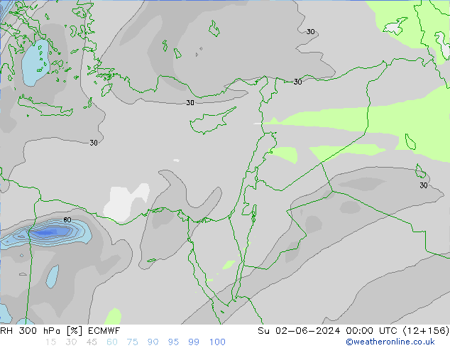 RH 300 hPa ECMWF Ne 02.06.2024 00 UTC