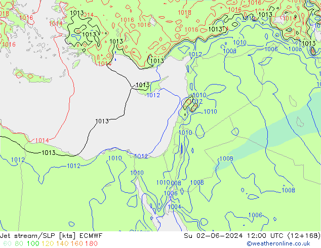 джет/приземное давление ECMWF Вс 02.06.2024 12 UTC