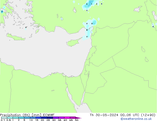 Precipitação (6h) ECMWF Qui 30.05.2024 06 UTC