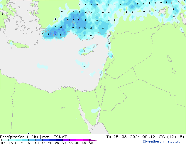 Précipitation (12h) ECMWF mar 28.05.2024 12 UTC