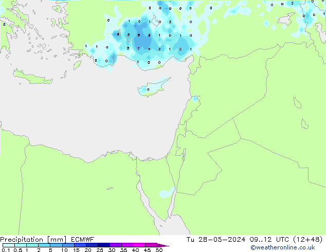 Precipitation ECMWF Tu 28.05.2024 12 UTC