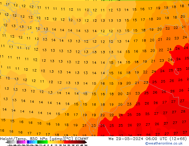 Z500/Rain (+SLP)/Z850 ECMWF Qua 29.05.2024 06 UTC