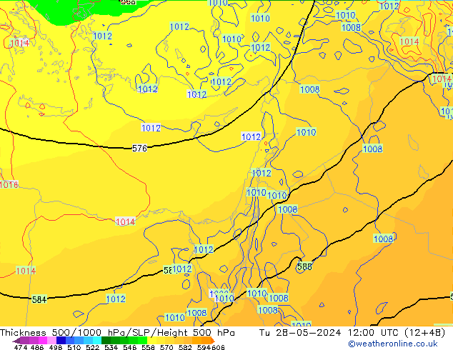 Thck 500-1000hPa ECMWF  28.05.2024 12 UTC