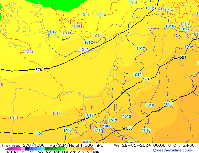 Thck 500-1000hPa ECMWF śro. 29.05.2024 00 UTC