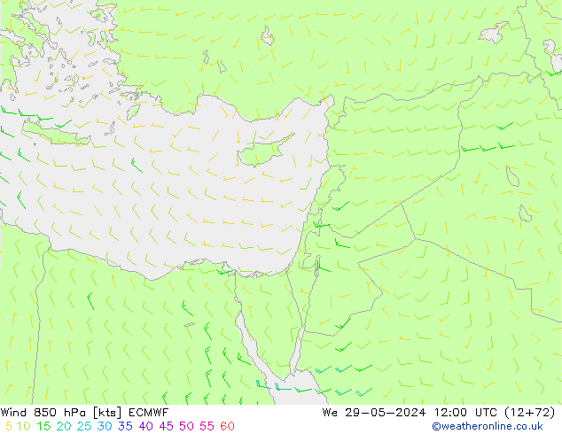 Wind 850 hPa ECMWF St 29.05.2024 12 UTC