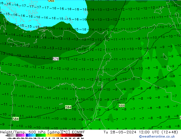 Z500/Rain (+SLP)/Z850 ECMWF Tu 28.05.2024 12 UTC